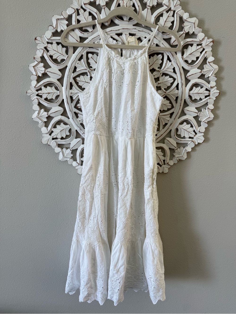 Maeve Anthropologie Tiered White Eyelet Midi Dress, Bridal, Bachelorette size 10 - Picture 3 of 11
